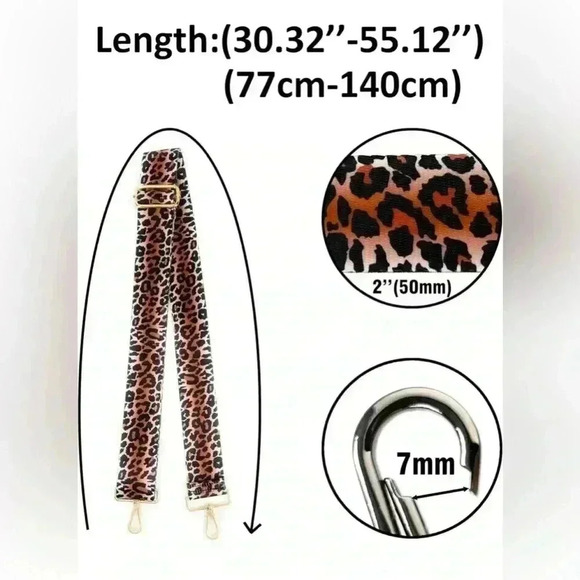 NEW Wide Cheetah Print Crossbody Strap Camera Handbag Replacement Purse Gold - Picture 4 of 6